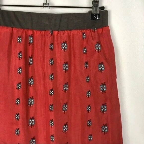 Johnny Was Red Blue Paisley Silk Tiered Maxi Skirt S - Picture 3 of 5